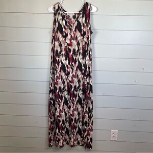 Christopher & Banks cream black abstract maxi dress women's size small